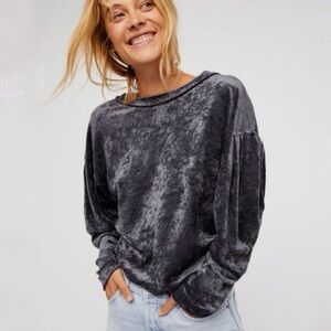Free People We The Free Milan Layering Crushed Velvet Sweatshirt Size XS
